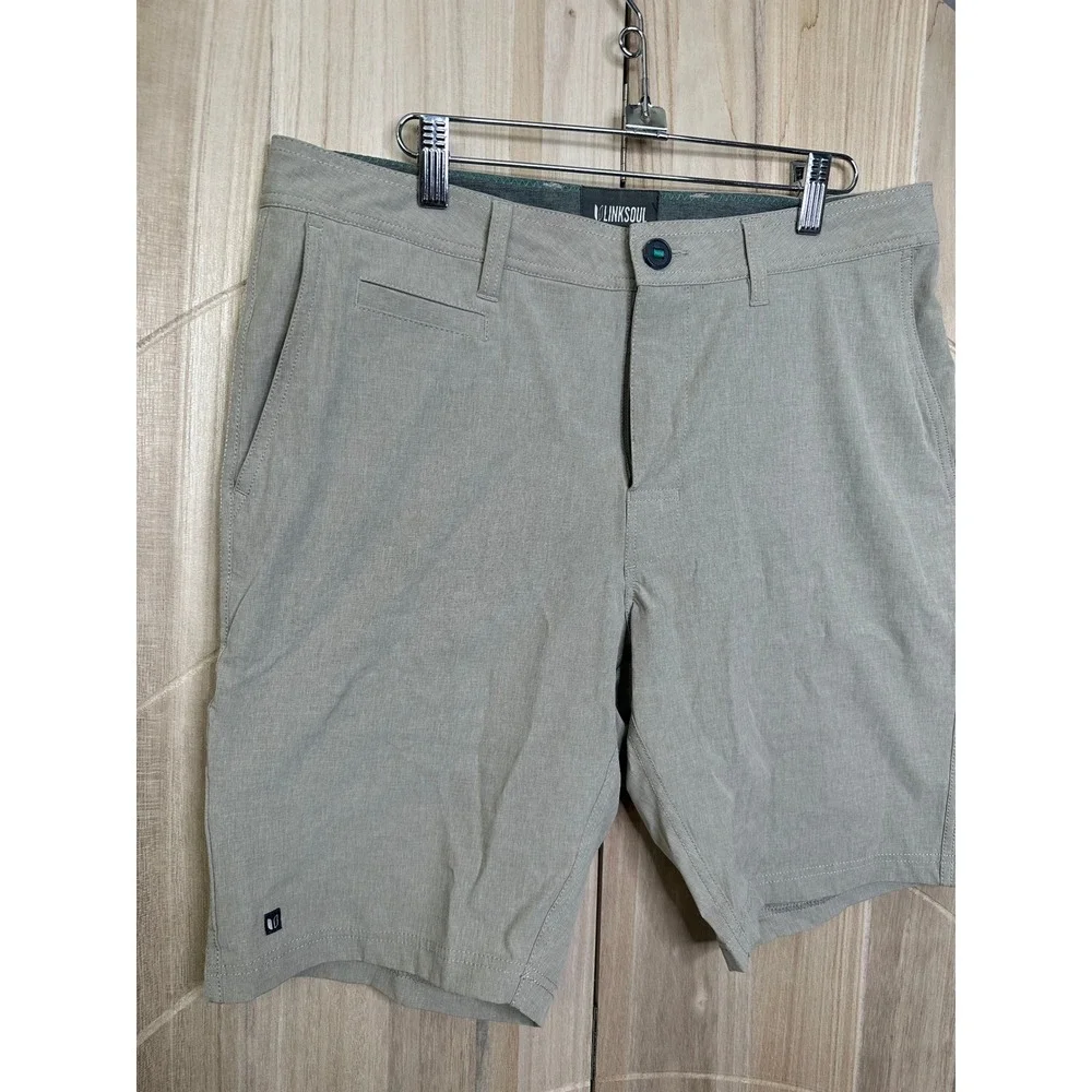 LINKSoul Mens Size‎ 33 Hybrid Gray Golf Casual Shorts Flat Front